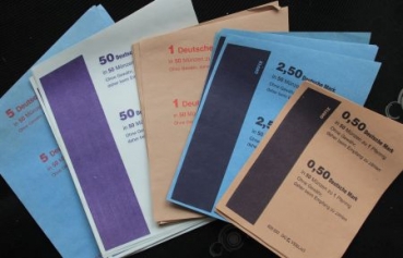 Deutsche Mark 1970 Coinrollpaper 50 Pfenning to 5 Mark sheeds each 3 pieces (1949)